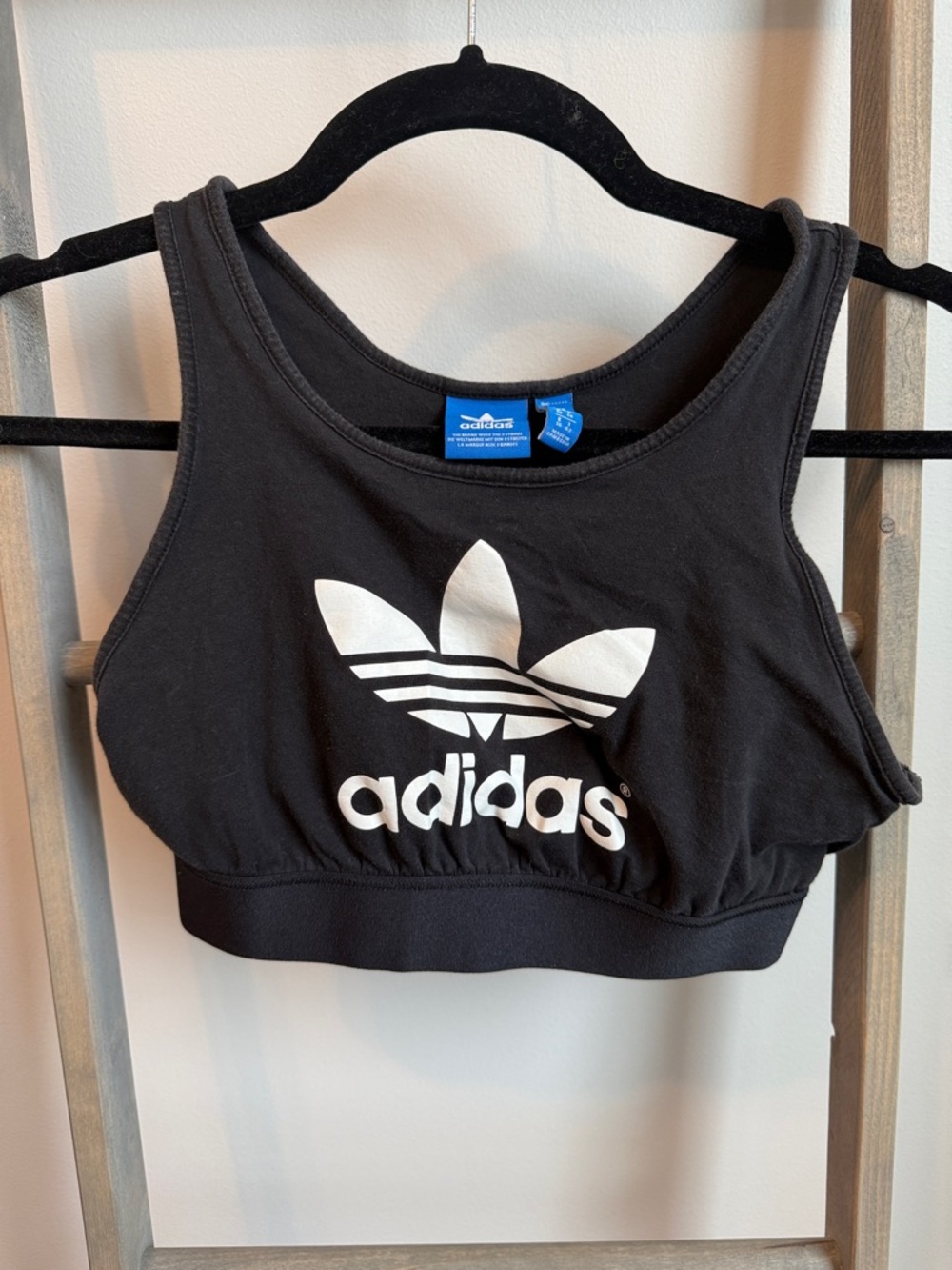 adidas Black Racerback Logo Crop Top